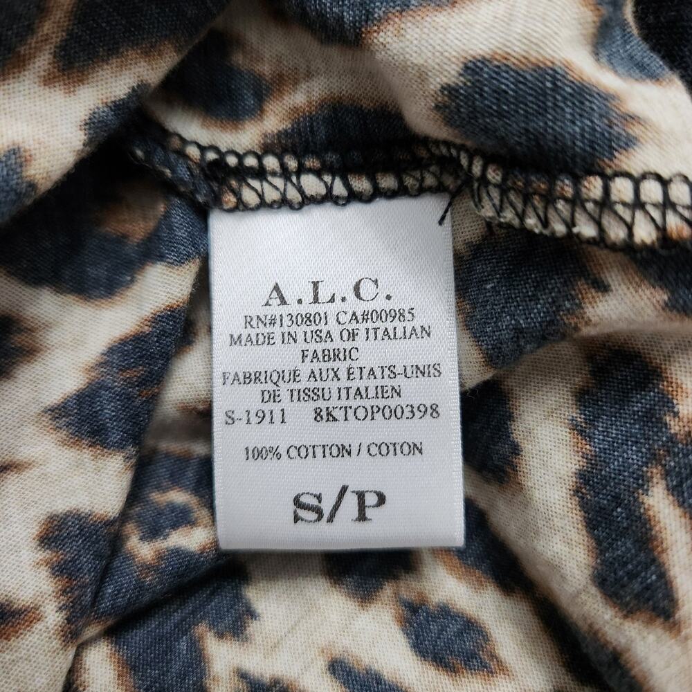 A.L.C. Leopard Print Puff Sleeve Blouse Size Small - image 4